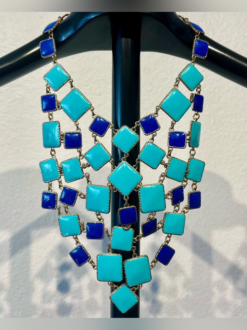 Amrita Singh Statement Bib Necklace in Teal and Royal Blue